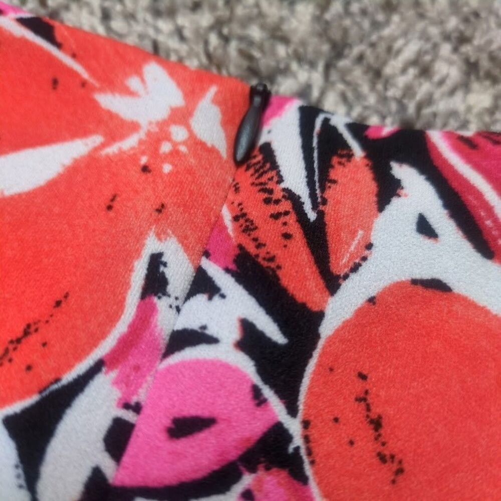 ALYX Women's 4 RED PINK ORANGE BLACK Floral dress A-Line Sleeveless - Picture 8 of 8
